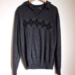 Vintage Inspired Argyle Gray Sweater